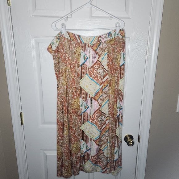 Cato Orange Yellow Pleated Maxi Skirt Resort Wear - Picture 4 of 4